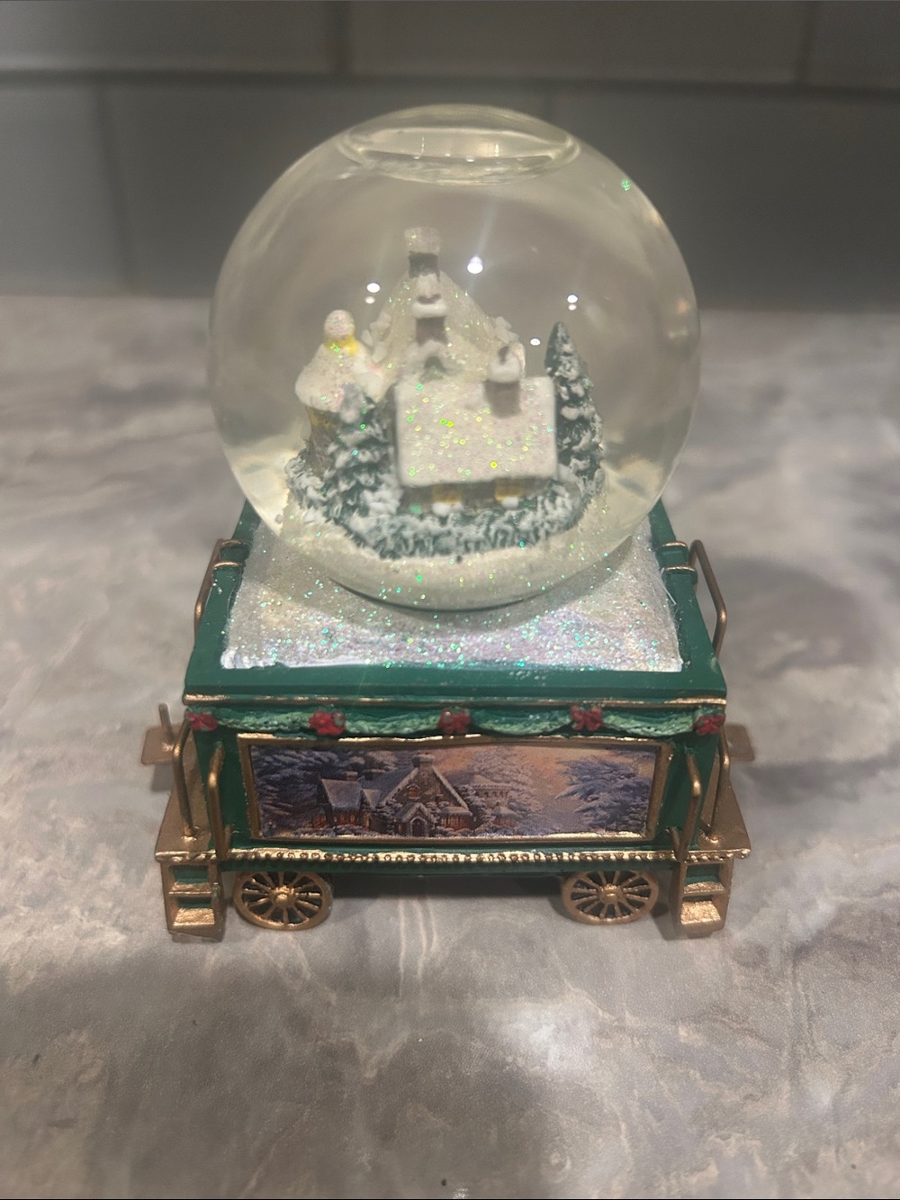 The Bradford Exchange White Christmas Dreams Snow Globe with Winter Village